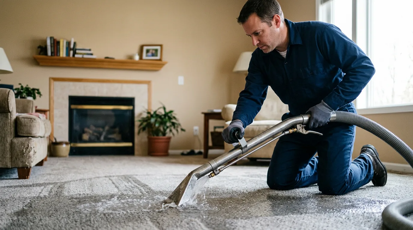 Water damage restoration technician working near Broomall, PA